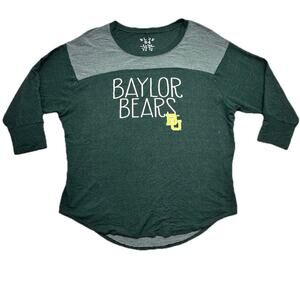 Baylor Bears Womens XL Shirt Blue 84 Green Go Bears 3/4 Sleeve